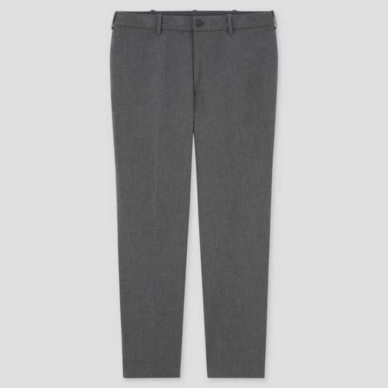 Men\'s Uniqlo Smart Comfort Ankle Length (Long) (2021 Season) Trousers Grey | FGCQ-26580