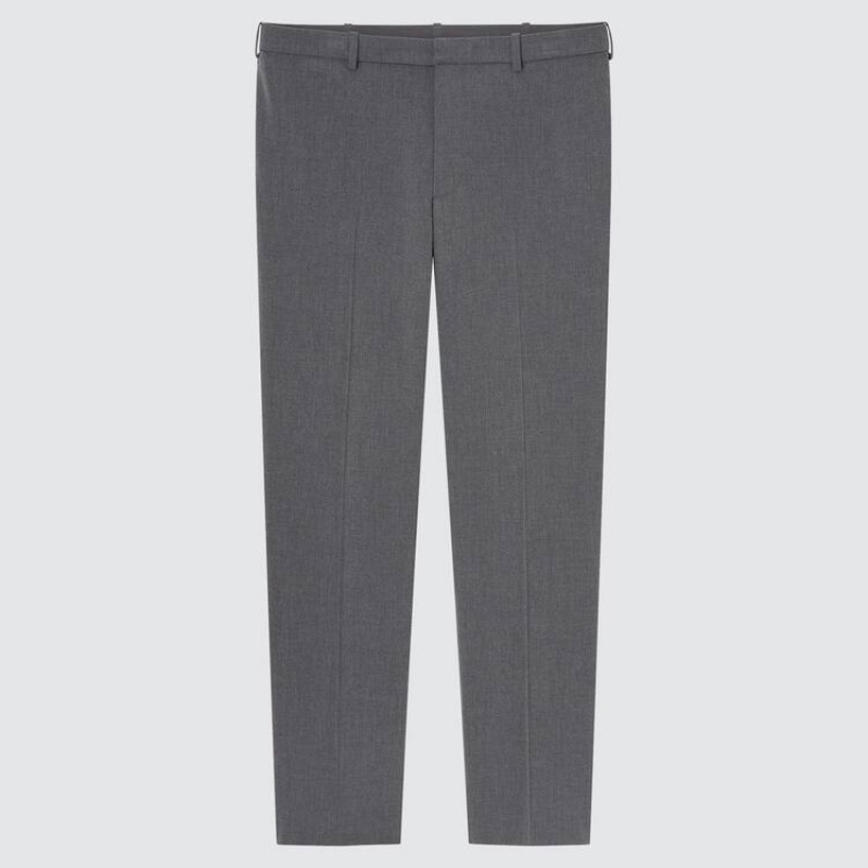 Men\'s Uniqlo Smart Comfort Ankle Length (Long) (2021 Season) Trousers Grey | TGXZ-39618