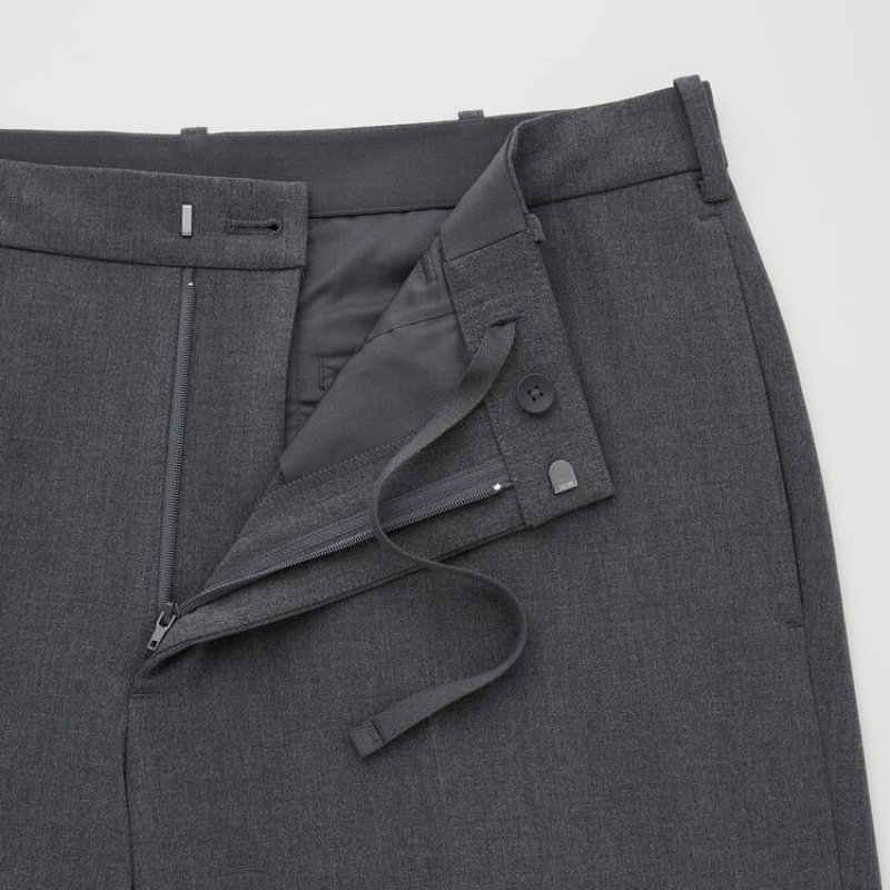 Men's Uniqlo Smart Comfort Ankle Length (Long) Trousers Grey | LBQA-84162