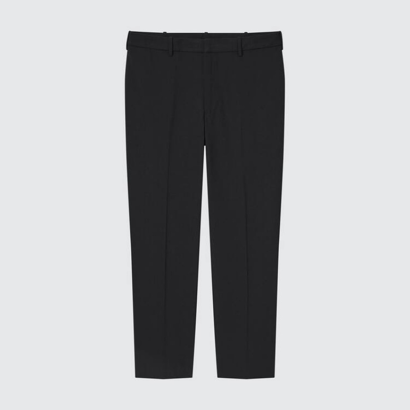 Men\'s Uniqlo Smart Comfort Ankle Length Trousers Black | RIUS-36980