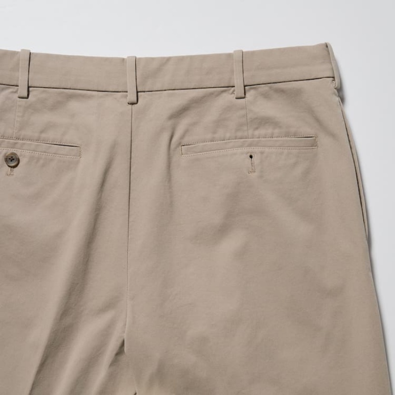 Men's Uniqlo Smart Cotton Ankle Length Trousers Beige | SFYL-78146