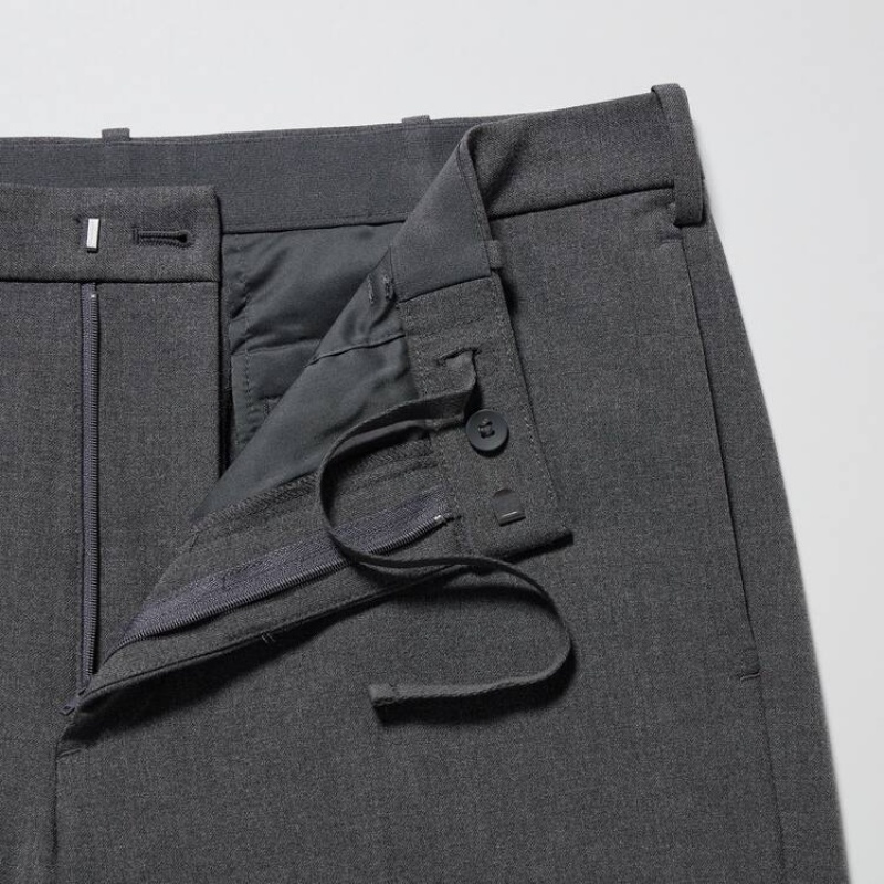 Men's Uniqlo Smart Wool-like Ankle Length (Long) Trousers Grey | CFGM-75104