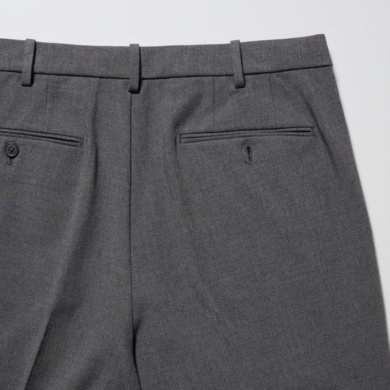 Men's Uniqlo Smart Wool-like Ankle Length (Long) Trousers Grey | CFGM-75104