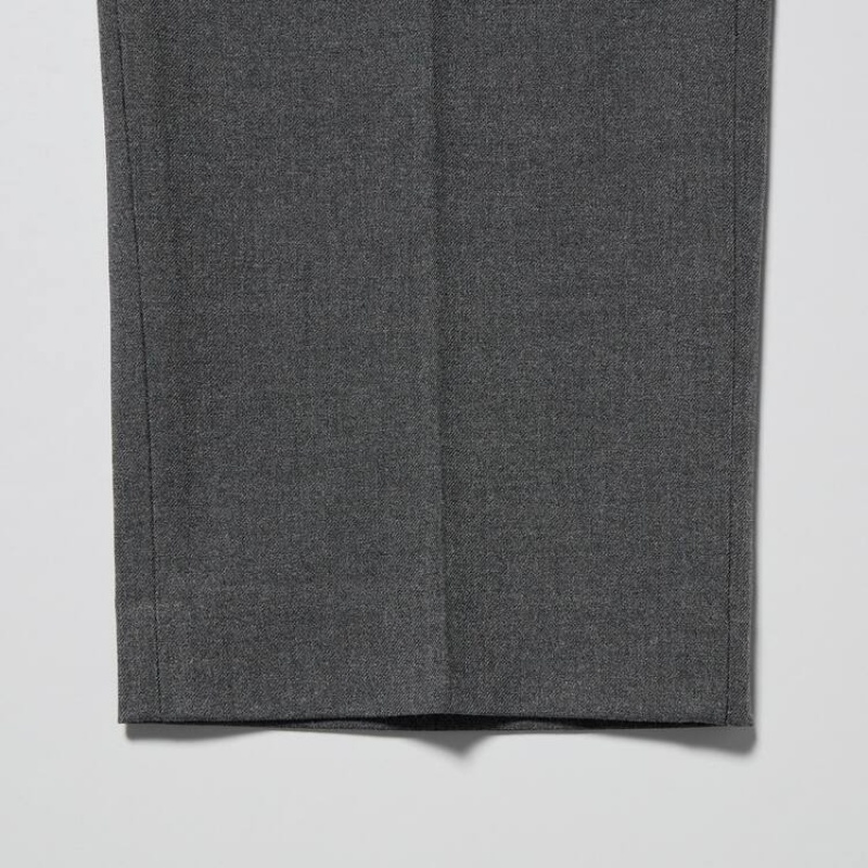 Men's Uniqlo Smart Wool-like Ankle Length (Long) Trousers Grey | CFGM-75104