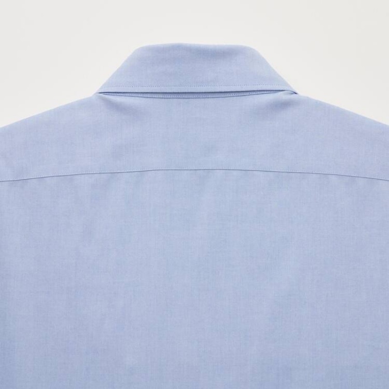 Men's Uniqlo Super Non-iron Slim Fit (Semi-cutaway Collar) Shirts Light Blue | JXKA-07839