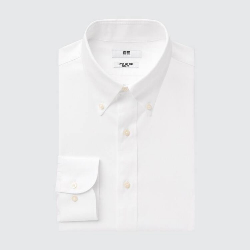 Men\'s Uniqlo Super Non-iron Slim Fit Shirts White | WCDF-75931