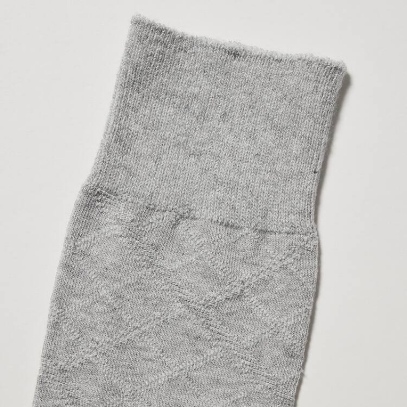 Men's Uniqlo Supima Cotton Links Checked Socks Grey | JYGU-02837