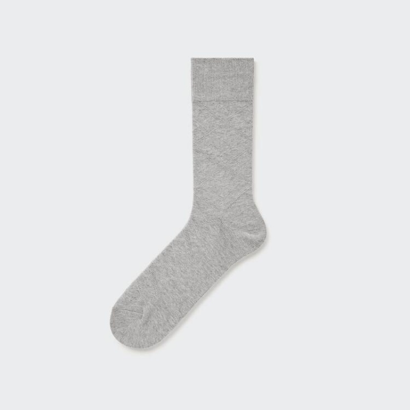 Men\'s Uniqlo Supima Cotton Links Checked Socks Grey | JYGU-02837