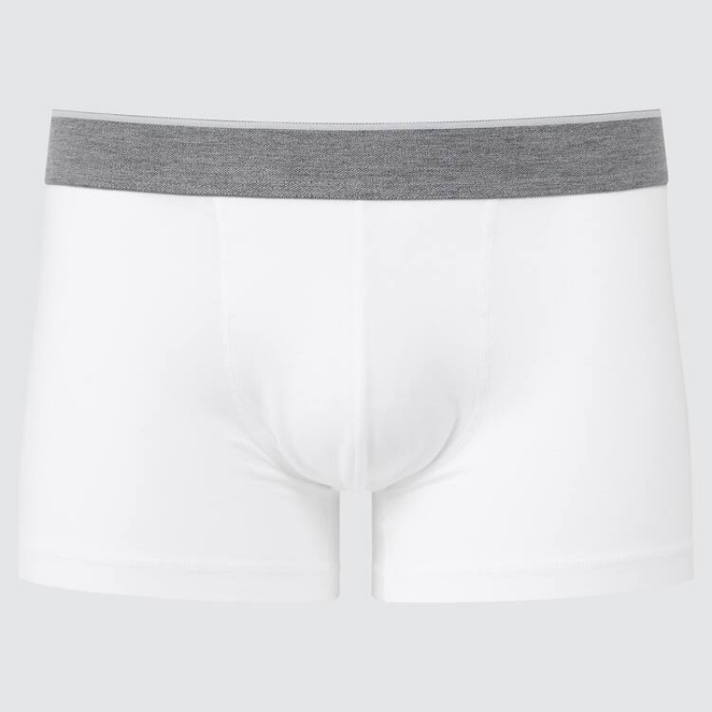 Men\'s Uniqlo Supima Cotton Low Rise Boxer (2021 Season) Underwear White | JRYT-90465