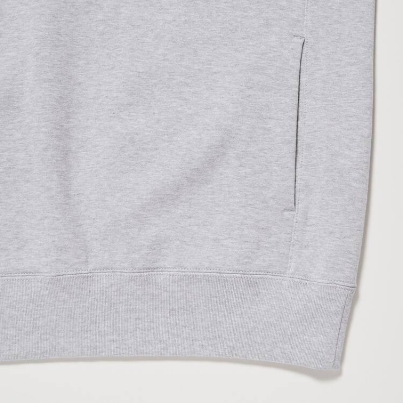 Men's Uniqlo Sweat Pullover Hoodie Grey | KZMB-06813