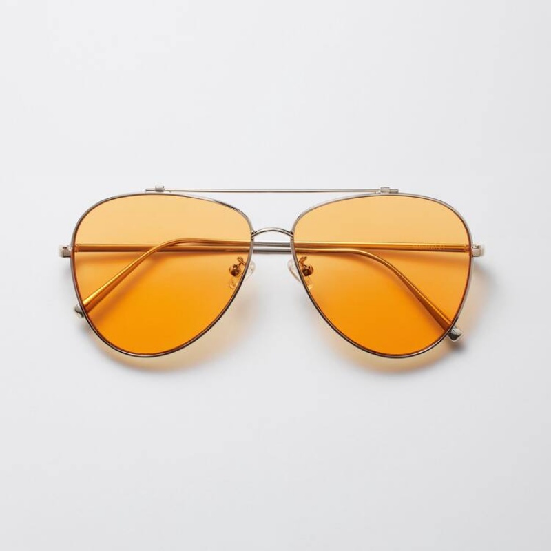 Men\'s Uniqlo Teardrop Sunglasses Sunglasses Orange | KFYC-01873