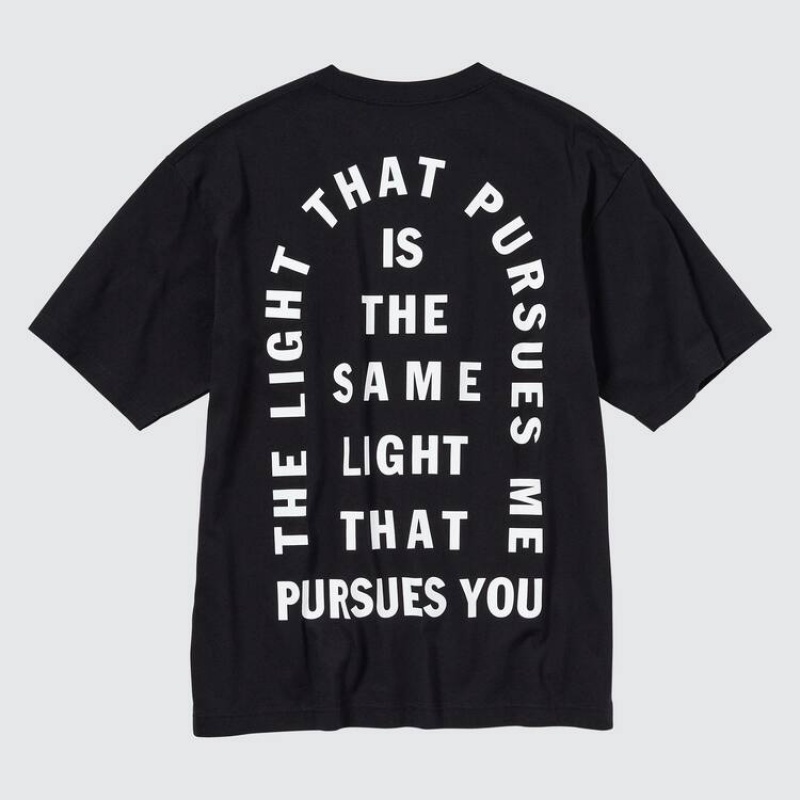 Men's Uniqlo The Message Ut Graphic (Cali Dewitt) Sweatshirts Black | GQIZ-96147