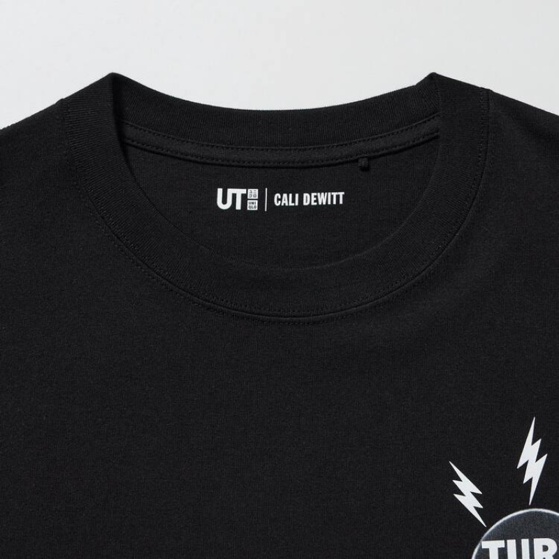 Men's Uniqlo The Message Ut Graphic (Cali Dewitt) Sweatshirts Black | GQIZ-96147