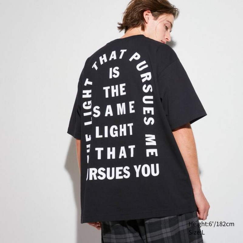 Men\'s Uniqlo The Message Ut Graphic (Cali Dewitt) Sweatshirts Black | GQIZ-96147