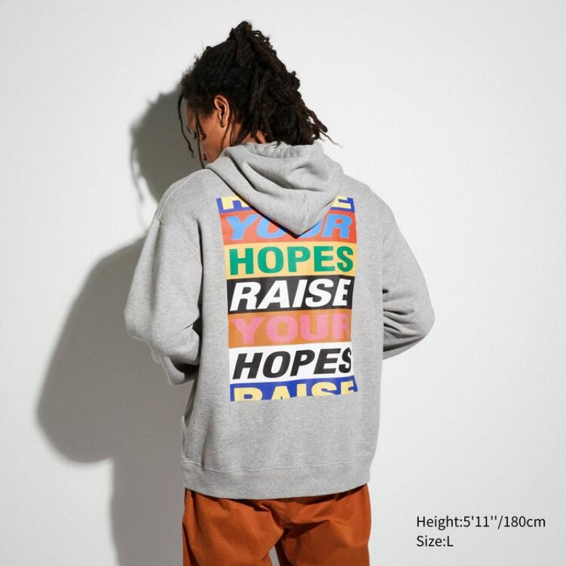 Men's Uniqlo The Message Ut Graphic (Lakwena) Hoodie Grey | CTBW-93450