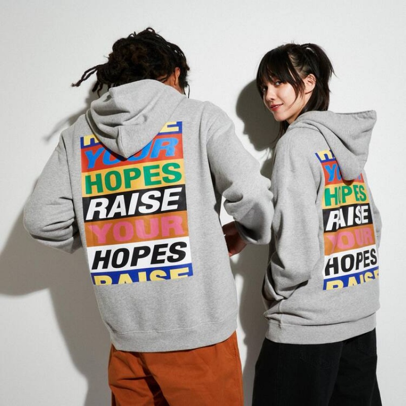 Men's Uniqlo The Message Ut Graphic (Lakwena) Hoodie Grey | CTBW-93450