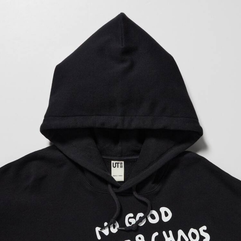 Men's Uniqlo The Message Ut Graphic (Trevor Andrew) Hoodie Black | MLZG-58720