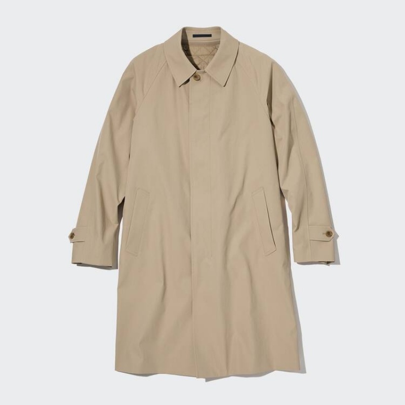 Men's Uniqlo Three-way Single Breasted Coats Beige | QOEF-52846