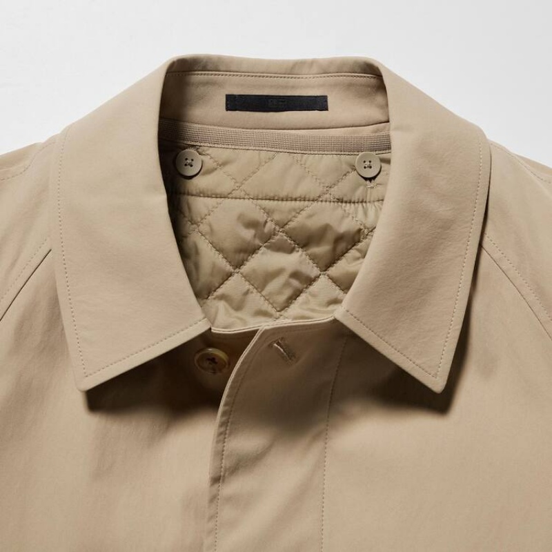 Men's Uniqlo Three-way Single Breasted Coats Beige | QOEF-52846