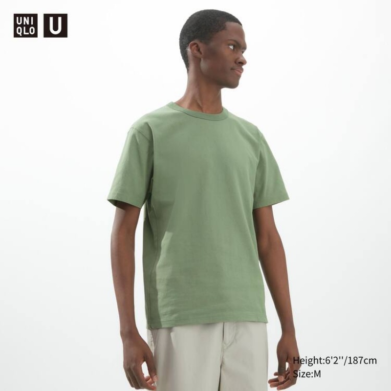 Men\'s Uniqlo U Crew Neck T Shirts Green | FZUX-51680