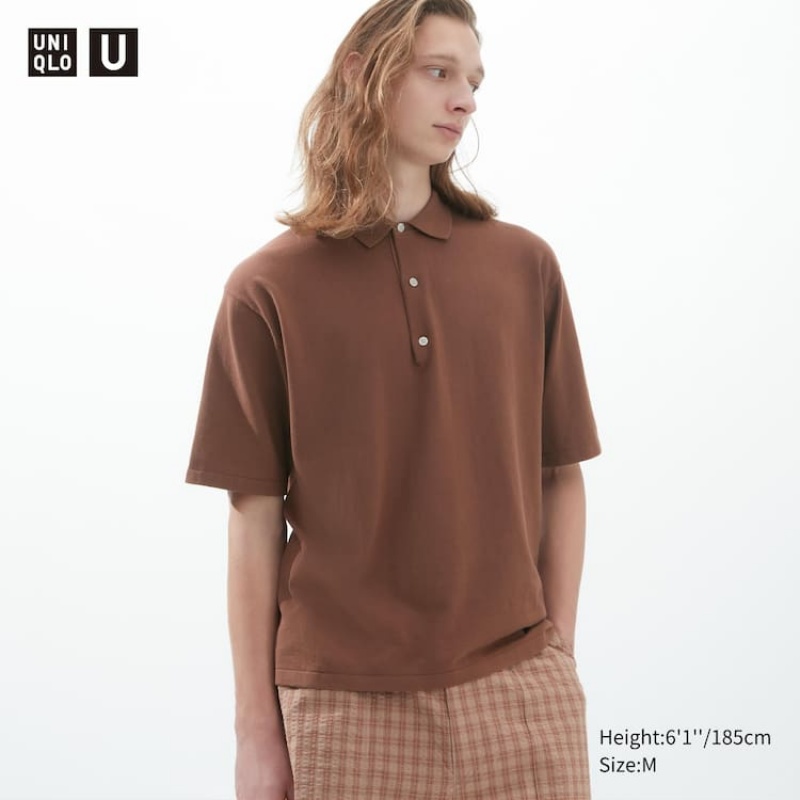 Men\'s Uniqlo U Knitted Jumpers Brown | INDS-57930