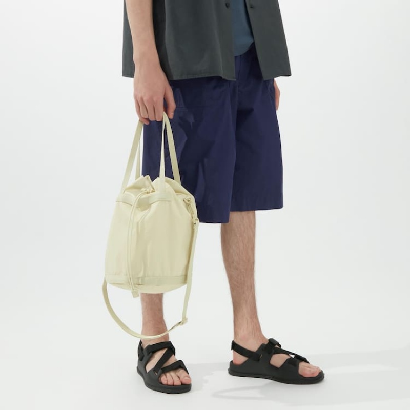 Men's Uniqlo U Medium Bucket Bags Beige | QNBH-98126