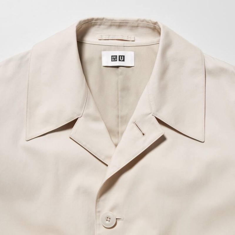 Men's Uniqlo U Oversized Single Breasted Coats White | EUKQ-29056