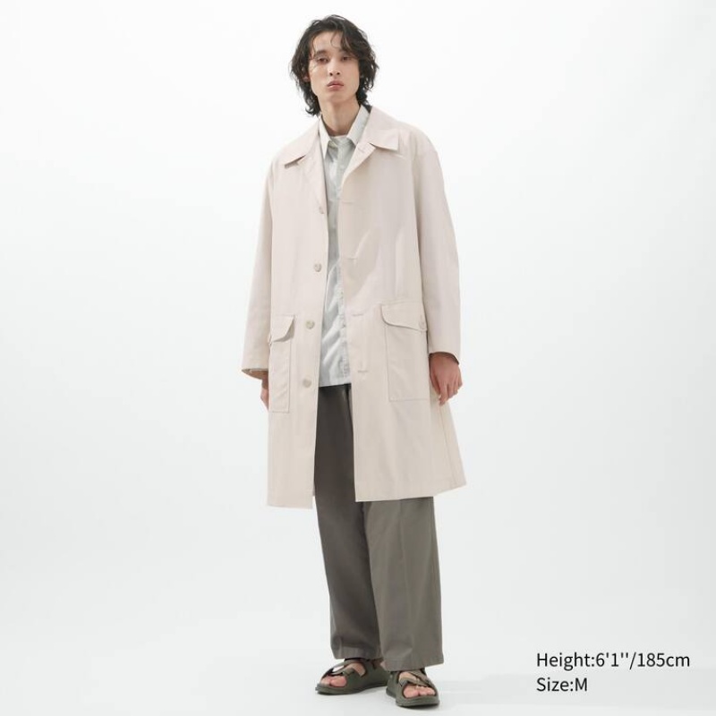 Men's Uniqlo U Oversized Single Breasted Coats White | EUKQ-29056