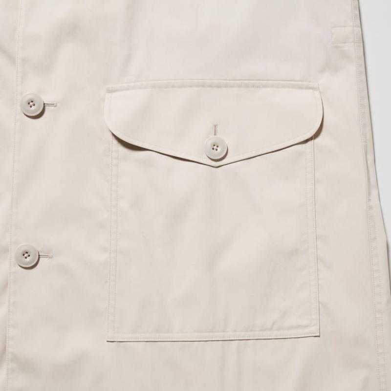 Men's Uniqlo U Oversized Single Breasted Coats White | EUKQ-29056