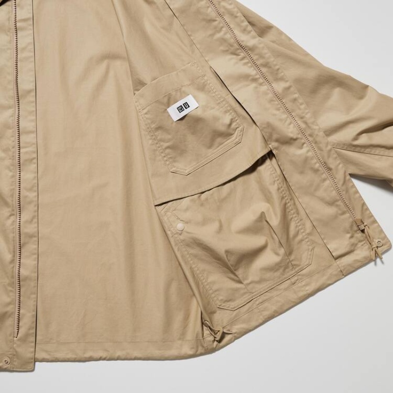 Men's Uniqlo U Oversized Utility Jackets Beige | HOLA-67513