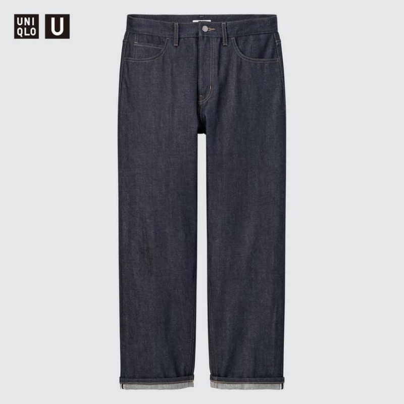 Men's Uniqlo U Selvedge Regular Fit Jeans Navy | ARBN-26857