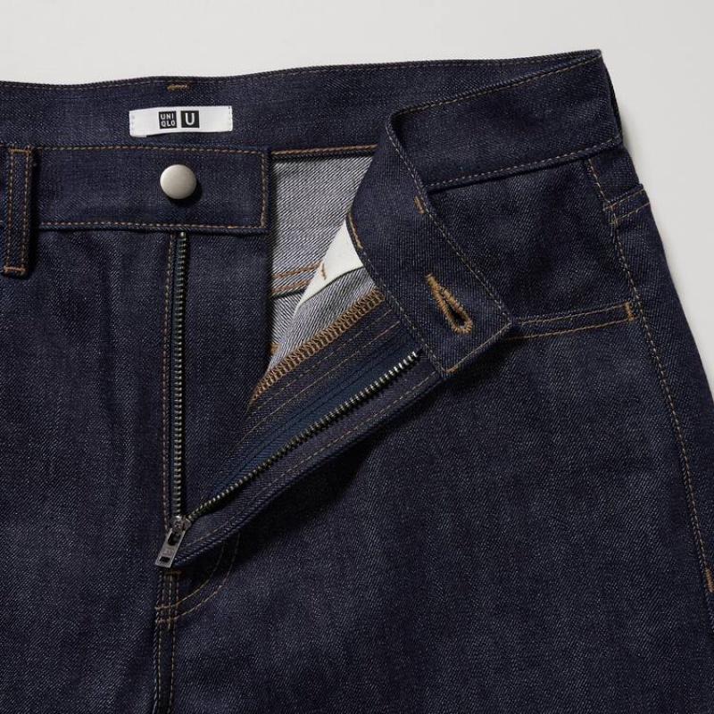 Men's Uniqlo U Selvedge Regular Fit Jeans Navy | ARBN-26857