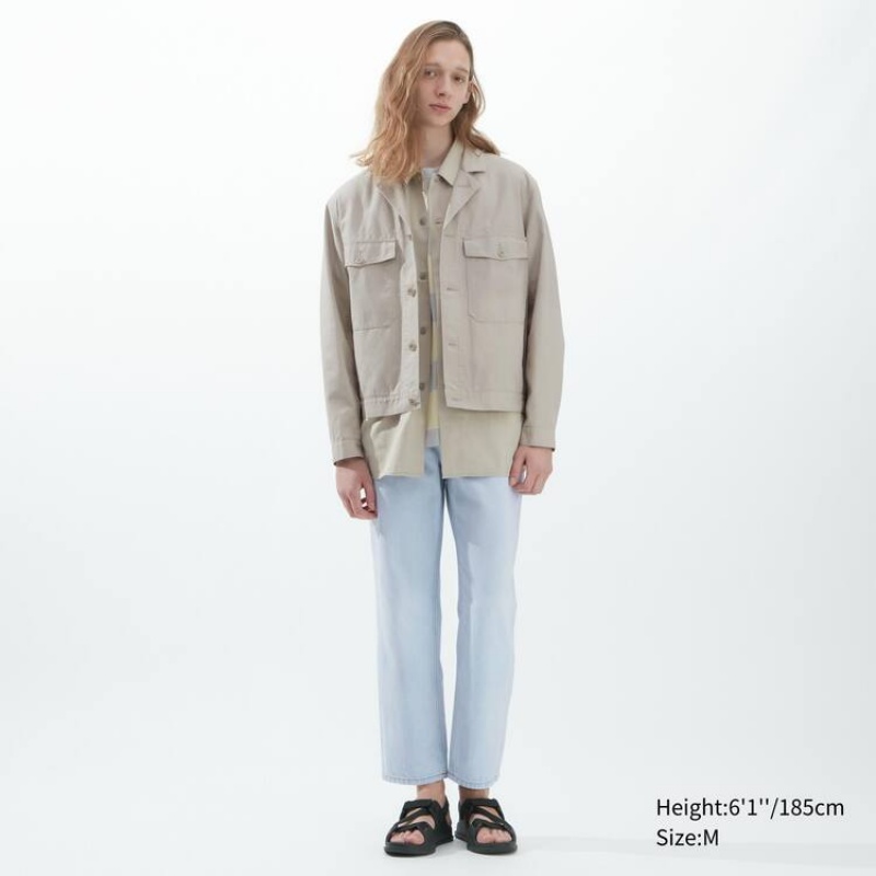 Men's Uniqlo U Short Jackets Beige | TWSJ-59217