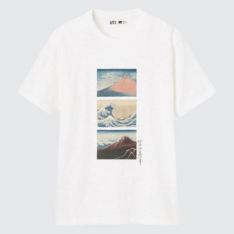 Men's Uniqlo Ukiyo-e Archive Ut Graphic T Shirts White | EUPY-46725