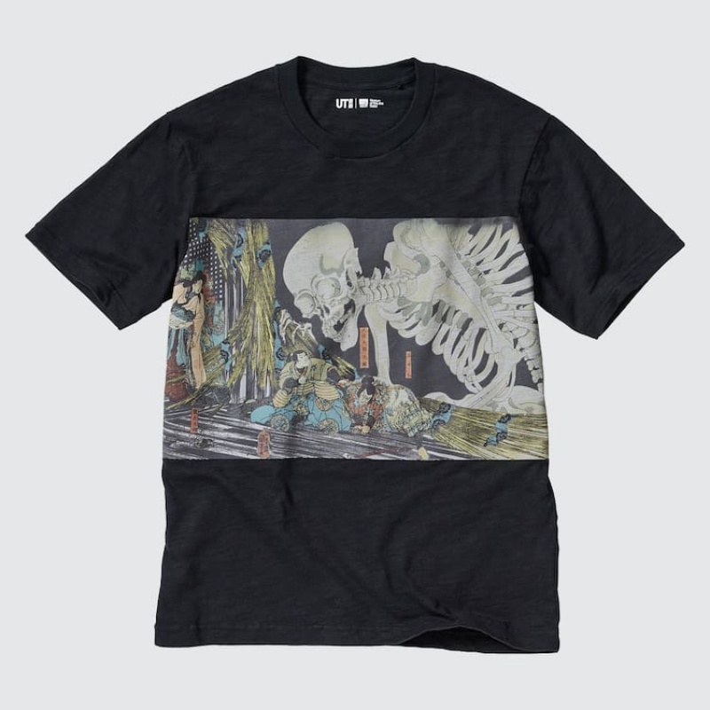 Men's Uniqlo Ukiyo-e Archive Ut Graphic T Shirts Black | EIXJ-45826