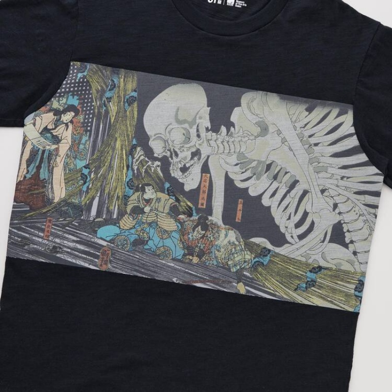 Men's Uniqlo Ukiyo-e Archive Ut Graphic T Shirts Black | EIXJ-45826