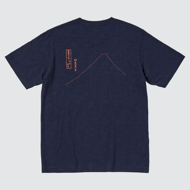 Men's Uniqlo Ukiyo-e Masters Ut Graphic T Shirts Navy | GBXJ-07124