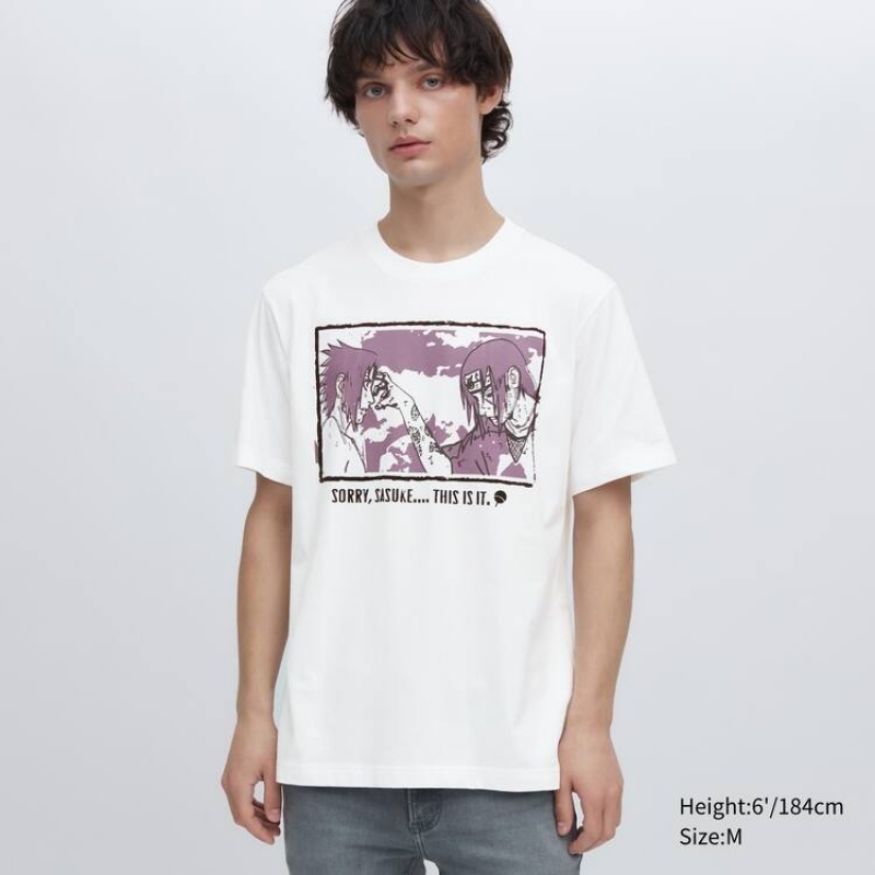 Men's Uniqlo Ut Archive Naruto Graphic T Shirts White | RYSH-65981