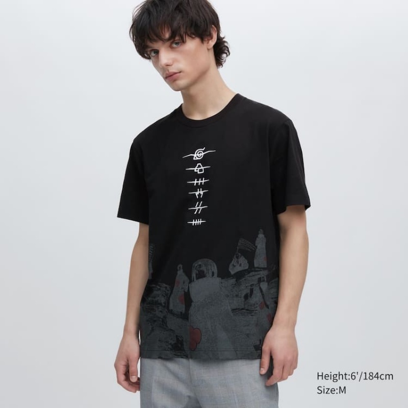 Men's Uniqlo Ut Archive Naruto Graphic T Shirts Black | JBVR-52387