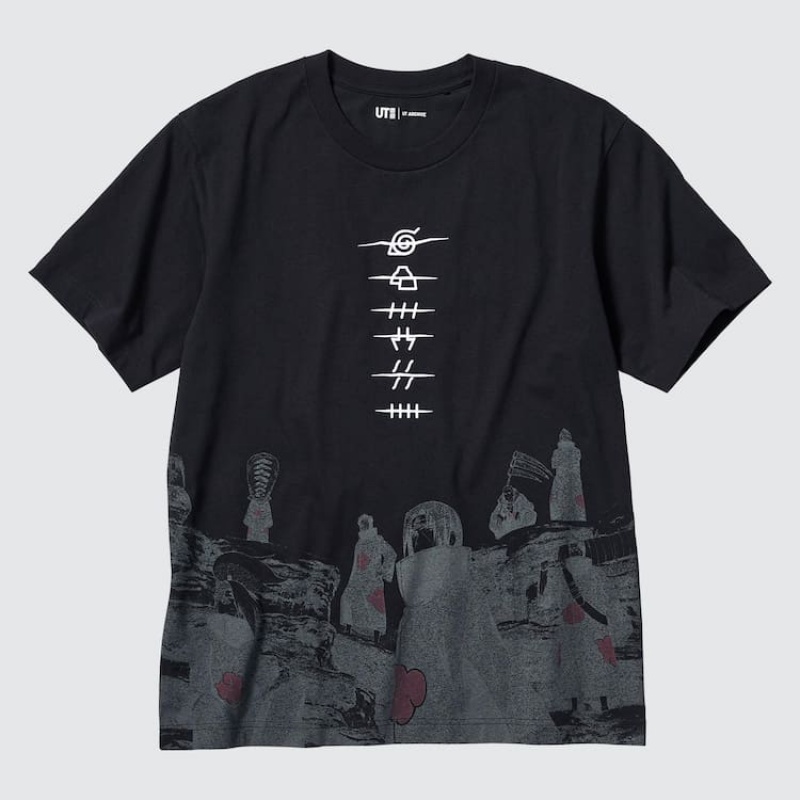 Men's Uniqlo Ut Archive Naruto Graphic T Shirts Black | JBVR-52387