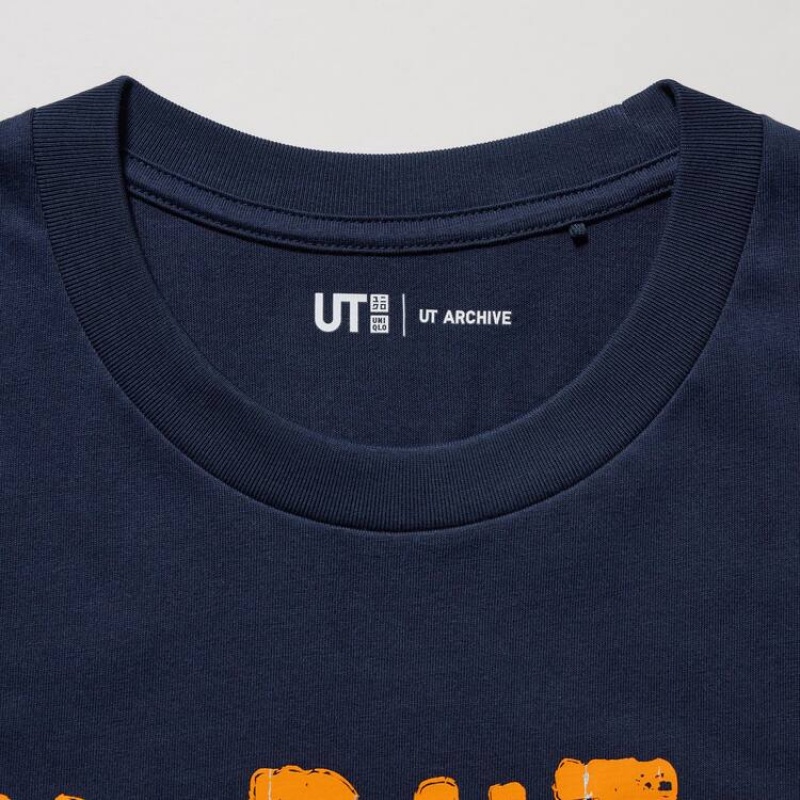 Men's Uniqlo Ut Archive Naruto Graphic T Shirts Navy | NTPG-60451