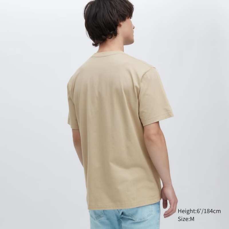 Men's Uniqlo Ut Archive One Piece Graphic T Shirts Beige | ELGY-46823