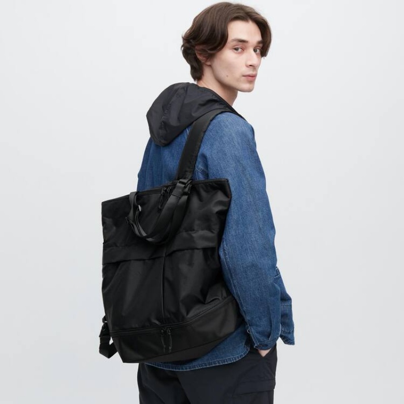 Men's Uniqlo Utility Two-way Bags Black | IFAK-83279