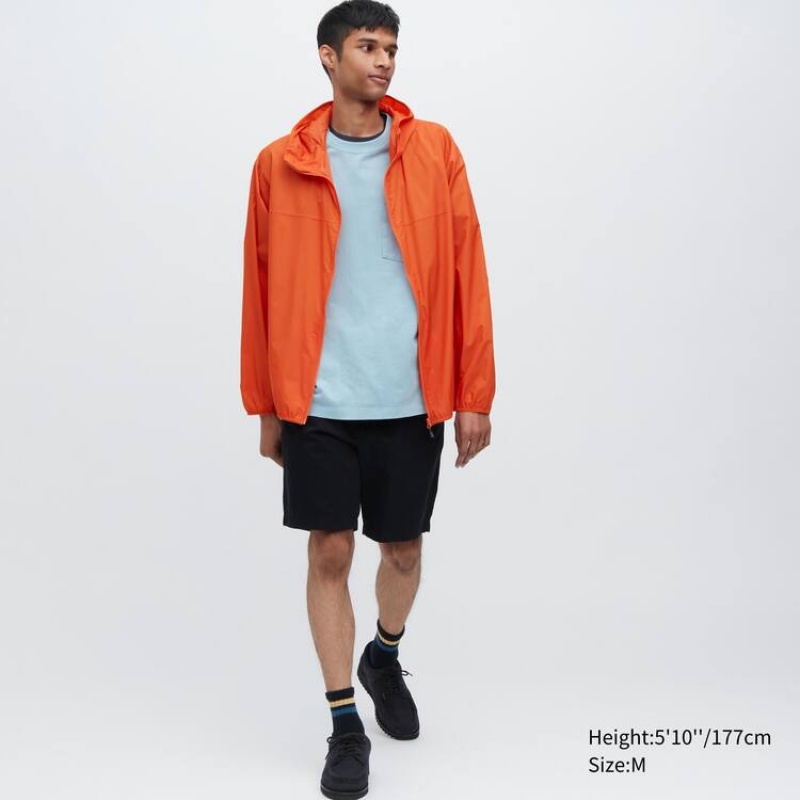 Men's Uniqlo Uv Protection 3d Cut Pocketable Parka Orange | WYJA-26547