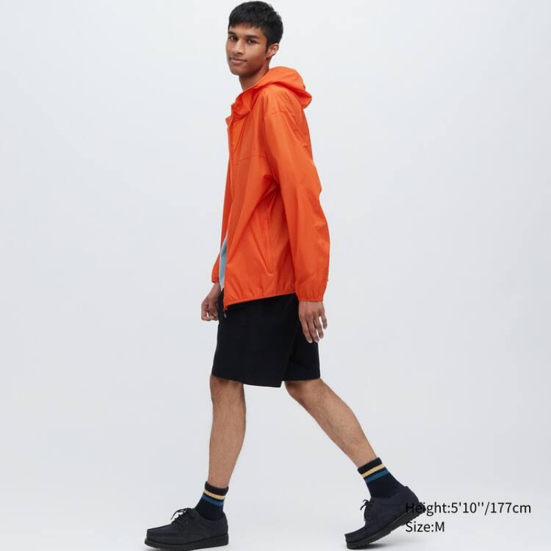 Men's Uniqlo Uv Protection 3d Cut Pocketable Parka Orange | WYJA-26547