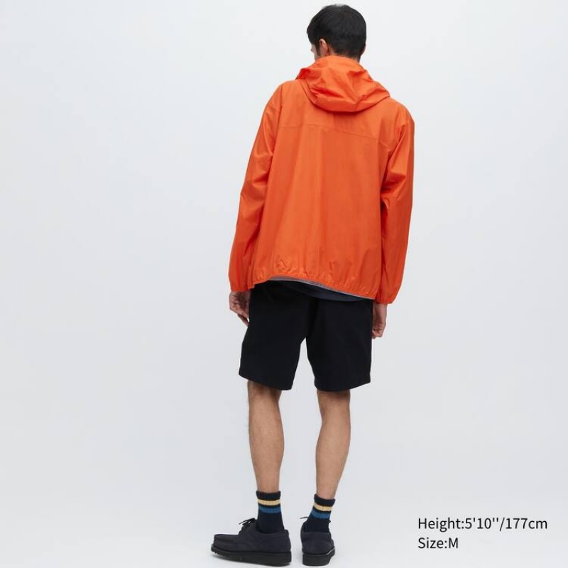 Men's Uniqlo Uv Protection 3d Cut Pocketable Parka Orange | WYJA-26547