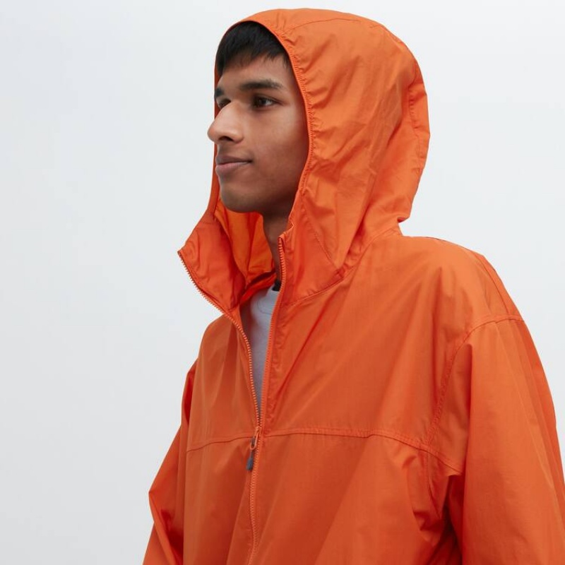 Men's Uniqlo Uv Protection 3d Cut Pocketable Parka Orange | WYJA-26547