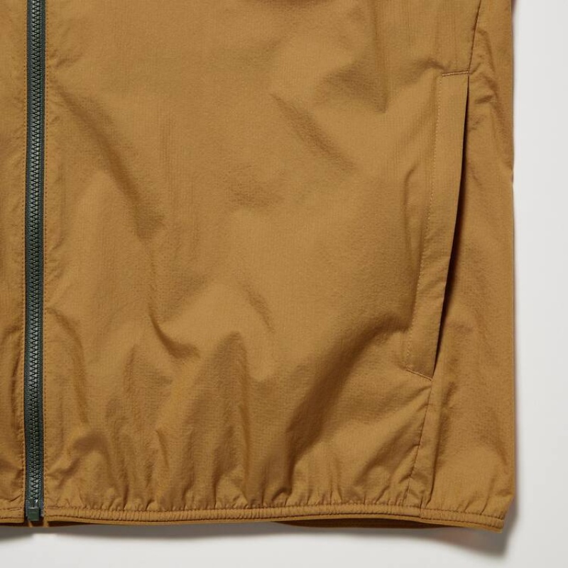 Men's Uniqlo Uv Protection 3d Cut Pocketable Parka Brown | MDHC-79621