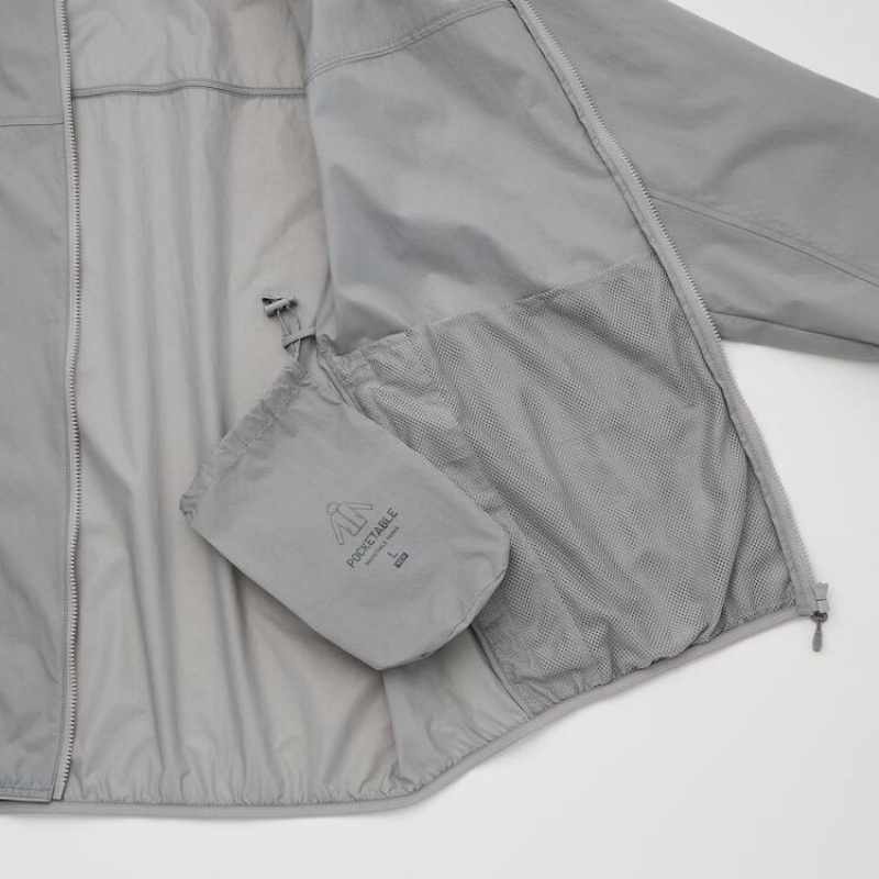 Men's Uniqlo Uv Protection Pocketable Parka Grey | EHUD-87540