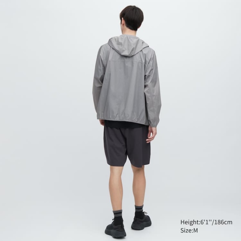 Men's Uniqlo Uv Protection Pocketable Parka Grey | EHUD-87540